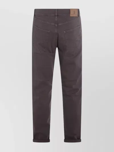 Brunello Cucinelli Relaxed Fit Trousers With Rolled Cuffs In Brown
