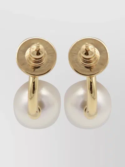 Jimmy Choo Crystal And Pearl Gold Earrings In White