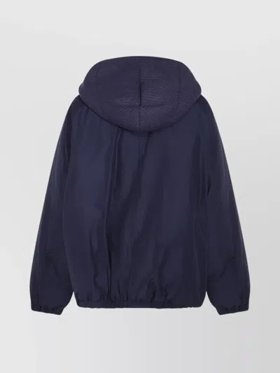 Brunello Cucinelli Puffer Jackets With Hood And Pockets In Blue