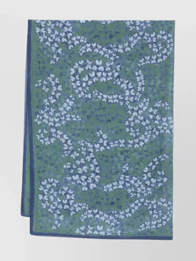 Lanvin Rectangular Cotton-silk Blend Scarf With Fern Print