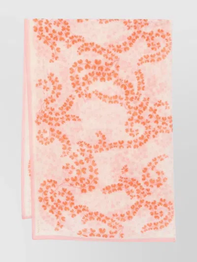 Lanvin Silk Cotton Blend Fern Leaf Scarf In Pink