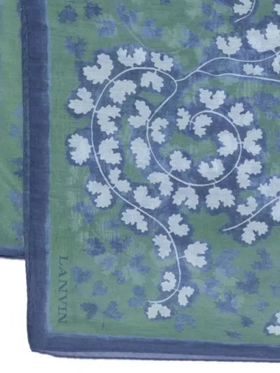 Lanvin Rectangular Cotton-silk Blend Scarf With Fern Print