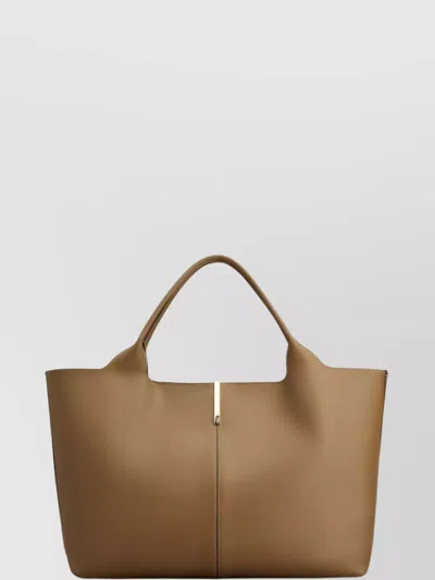 Tod's Tote Bag With Gold-tone Hardware And Metal Feet In Brown