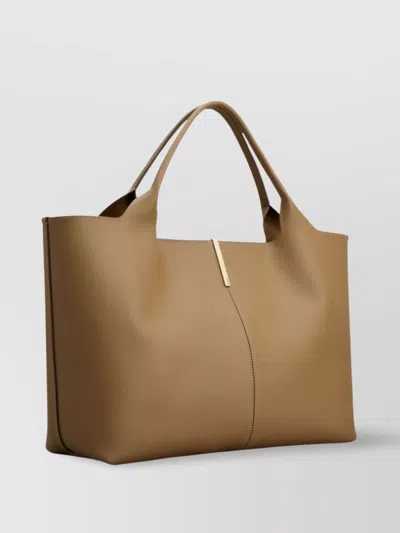 Tod's Tote Bag With Gold-tone Hardware And Metal Feet In Brown
