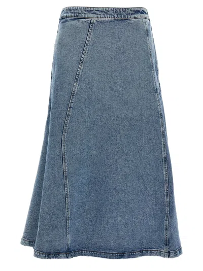 Fabiana Filippi Blue Denim Flared Midi Skirt