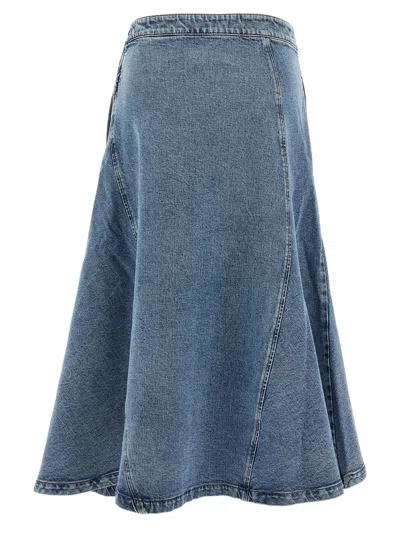 Fabiana Filippi Blue Denim Flared Midi Skirt
