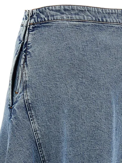 Fabiana Filippi Blue Denim Flared Midi Skirt