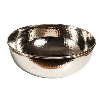 Anatoliacraft Handcrafted Hammered Copper Foot Soak Bowl, Silver Finish Ayurvedic Spa Basin