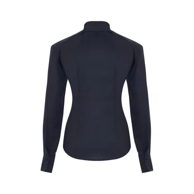Sel Women's Blue Shoulder Padded Navy Shirt