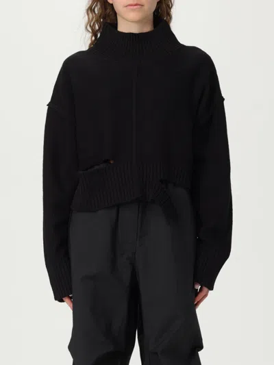 Mm6 Maison Margiela Maglione A Collo Alto Ritagliato In Black