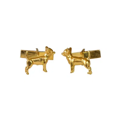Simon Kemp Jewellers Men's Chihuahua Cufflinks  In Eighteen Carat Gold On Sterling Silver