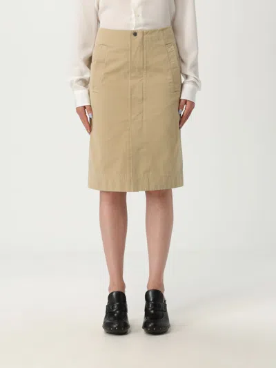 Burberry Cotton Midi Skirt Skirts Beige In Brown