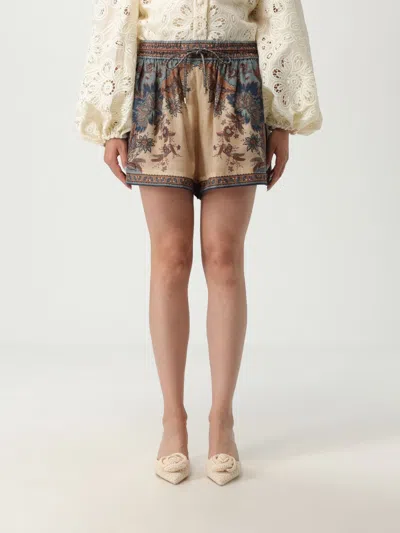 Zimmermann Ascension Multicolor Shorts With Elastic Drawstring And All-over Print In Silk Woman