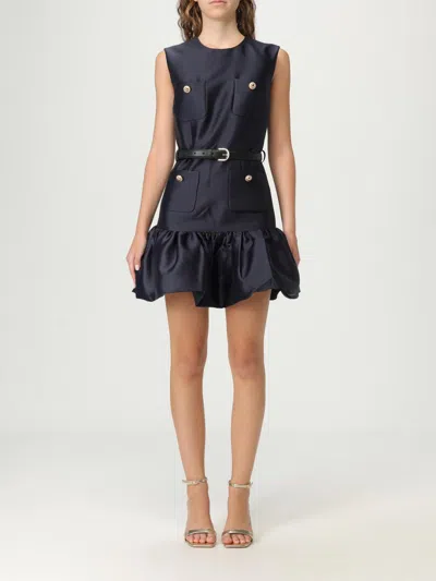 Self-portrait Crew Neck Taffeta Mini Dress With Ruffled Hem