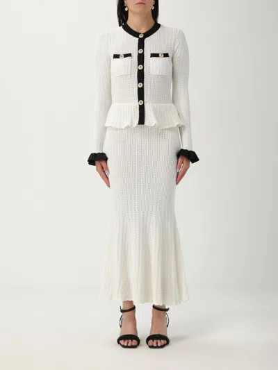 Self-portrait Pointelle Knit Contrast Midi Dress