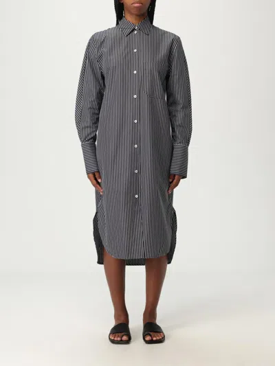 Totême Striped Organic Cotton-poplin Midi Shirt Dress In Gray