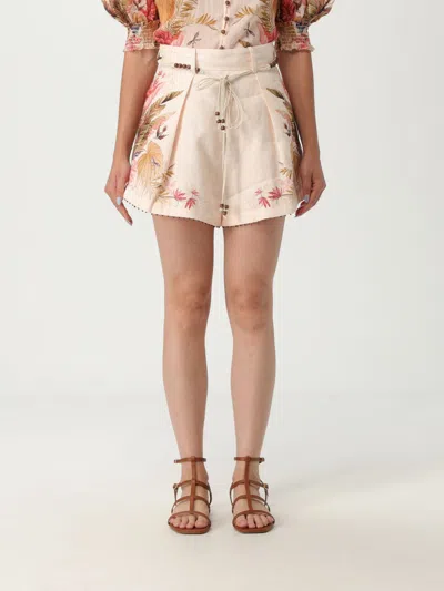 Zimmermann Ascension Belted Bead-embellished Floral-print Linen Shorts