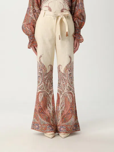 Zimmermann Rhiannon Multicolor Flared Pants With Drawstring Waist And Paisley Print In Cotton Woman
