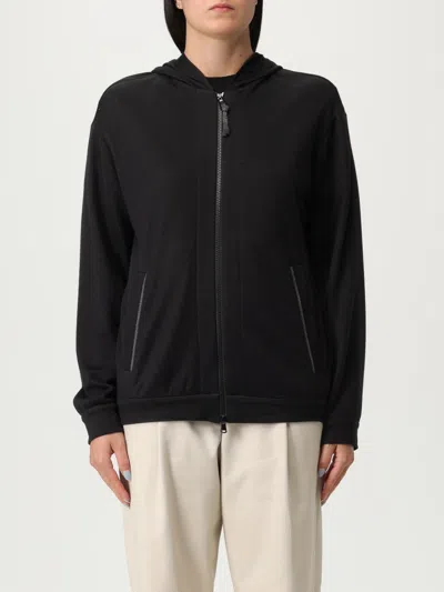 Brunello Cucinelli Women Cotton-silk Sweatshirt Topwear With Jewellery In Black