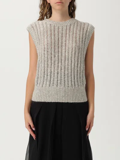 Brunello Cucinelli Rustic Dazzling Net Gilet Gray In Gold