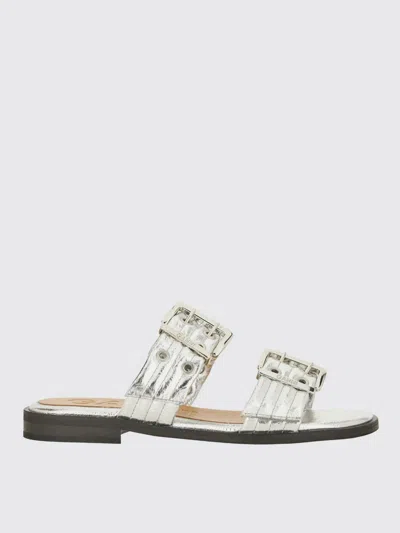 Ganni Sandal With Buckle In Metallic