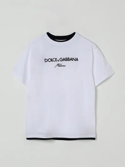 Dolce & Gabbana Jersey T-shirt With Dolce&gabbana Embroidery In White
