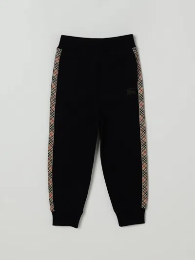 Burberry Jackson Check Trim Cotton Jogging Pants In Black