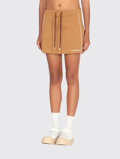 Casablanca Chenille Panelled Track Skirt In Gold