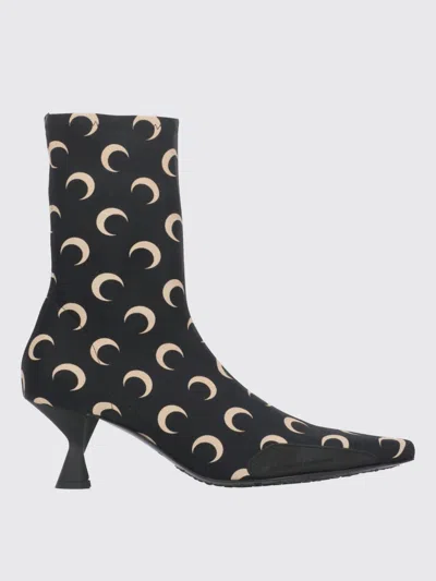 Marine Serre Ankle-height Pointed Boots With Crescent Heel Detail In Black