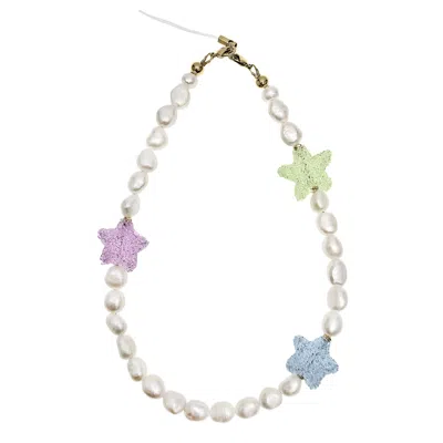 Farra Playful Freshwater Pearls With Colorful Stars Phone Strap