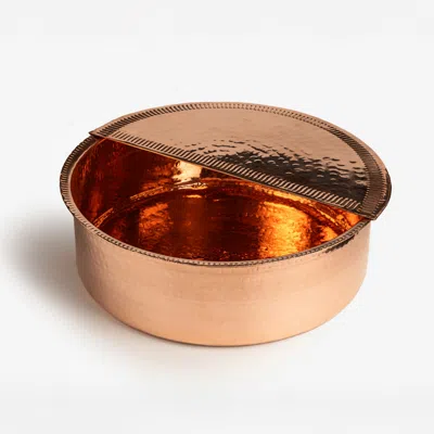 Anatoliacraft Brown Handcrafted Copper Pedicure Bowl With Removable Footrest