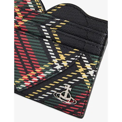 Vivienne Westwood Heart Card Holder Saffiano Printed Chelsea-tartan One Size Women In Multi