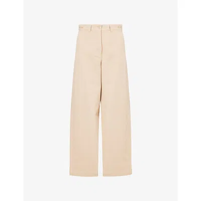 Weekend Max Mara Omens Alfeo Wide-leg Cotton-poplin Trousers Beige