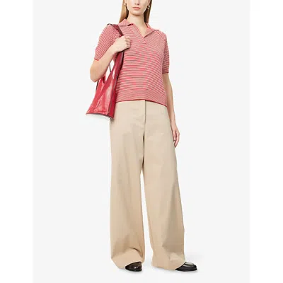 Weekend Max Mara Omens Alfeo Wide-leg Cotton-poplin Trousers Beige