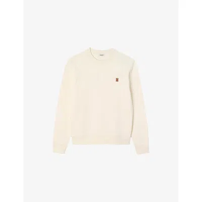 Sandro Mens Logo-patch Relaxed-fit Cotton Sweatshirt Butter Cream