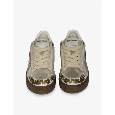 Zadig & Voltaire Womens Fly Wings Leather Low-top Trainers Clay Eur 39 / 6 Uk