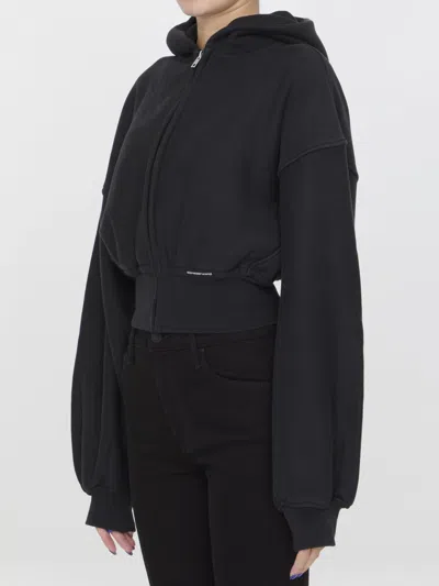 Alexander Wang Cropped Hoodie In Cotton