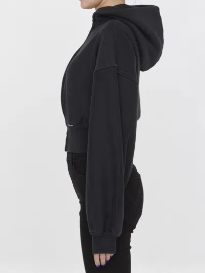 Alexander Wang Cropped Hoodie In Cotton