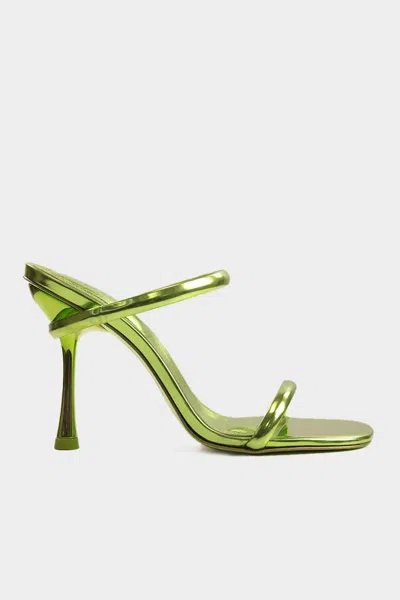 Simkhai Siren Bombe Metallic Leather Strap Sandal In Aloe