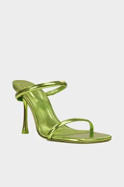 Simkhai Siren Bombe Metallic Leather Strap Sandal In Aloe