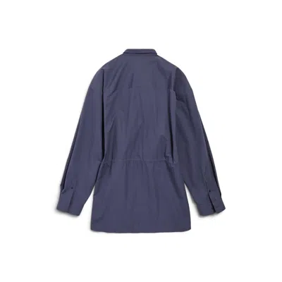Balenciaga Navy Blue Poplin Shirt Dress In Blue