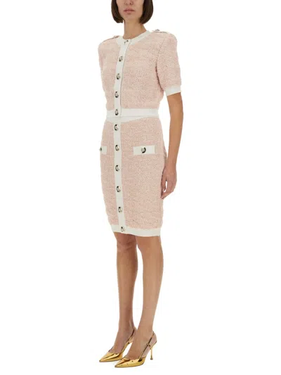 Balmain Cropped Textured Cardigan With Decorative Button Detail In Gold