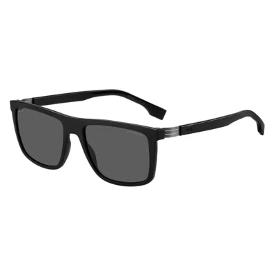 Hugo Boss Boss 59mm Polarized Rectangular Sunglasses In Black