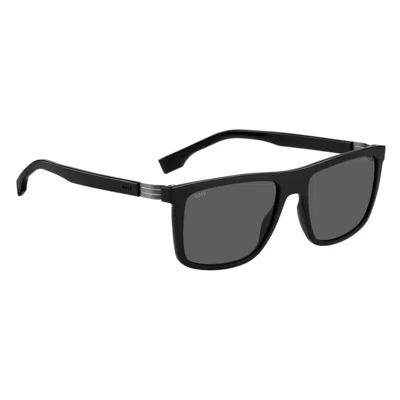 Hugo Boss Boss 59mm Polarized Rectangular Sunglasses In Black