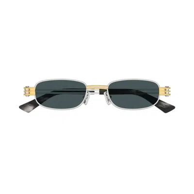 Bottega Veneta Bv1381s Linea Other 003 Silver Blue Sunglasses In Green