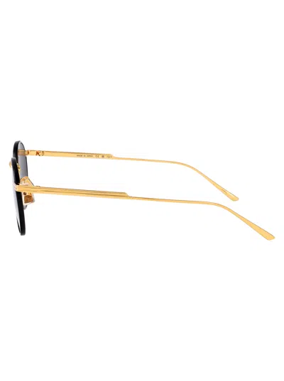 Bottega Veneta Bv1389s Linea Ribbon 001 Gold Grey Sunglasses In Gold