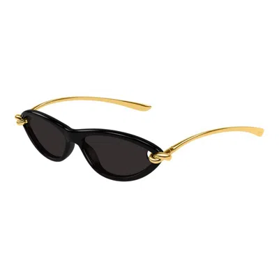 Bottega Veneta Bv1390s Signature Icons 001 Black Gold Grey Sunglasses In Black