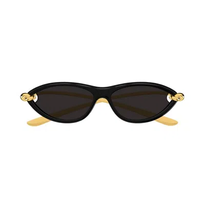 Bottega Veneta Bv1390s Signature Icons 001 Black Gold Grey Sunglasses In Black