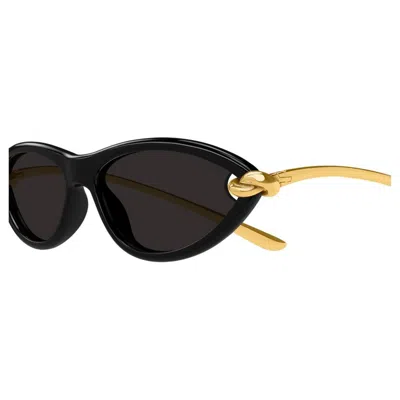 Bottega Veneta Bv1390s Signature Icons 001 Black Gold Grey Sunglasses In Black