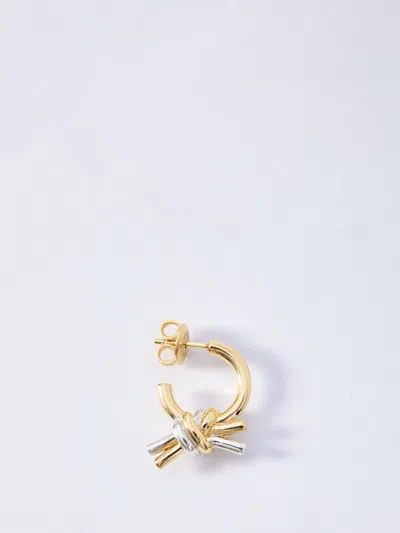 Bottega Veneta Intertwined Brass Hoop Earrings With Decorative Knot In Gold